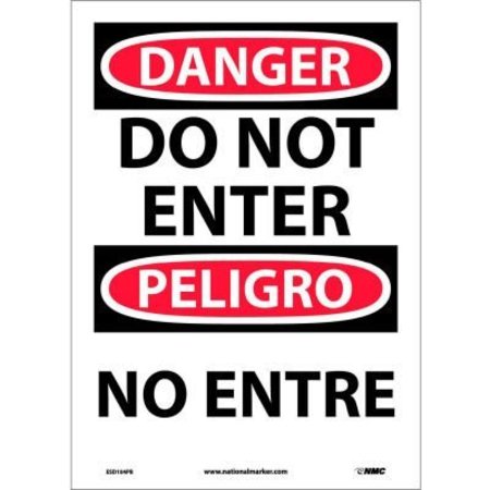 NATIONAL MARKER CO Bilingual Vinyl Sign - Danger Do Not Enter ESD104PB